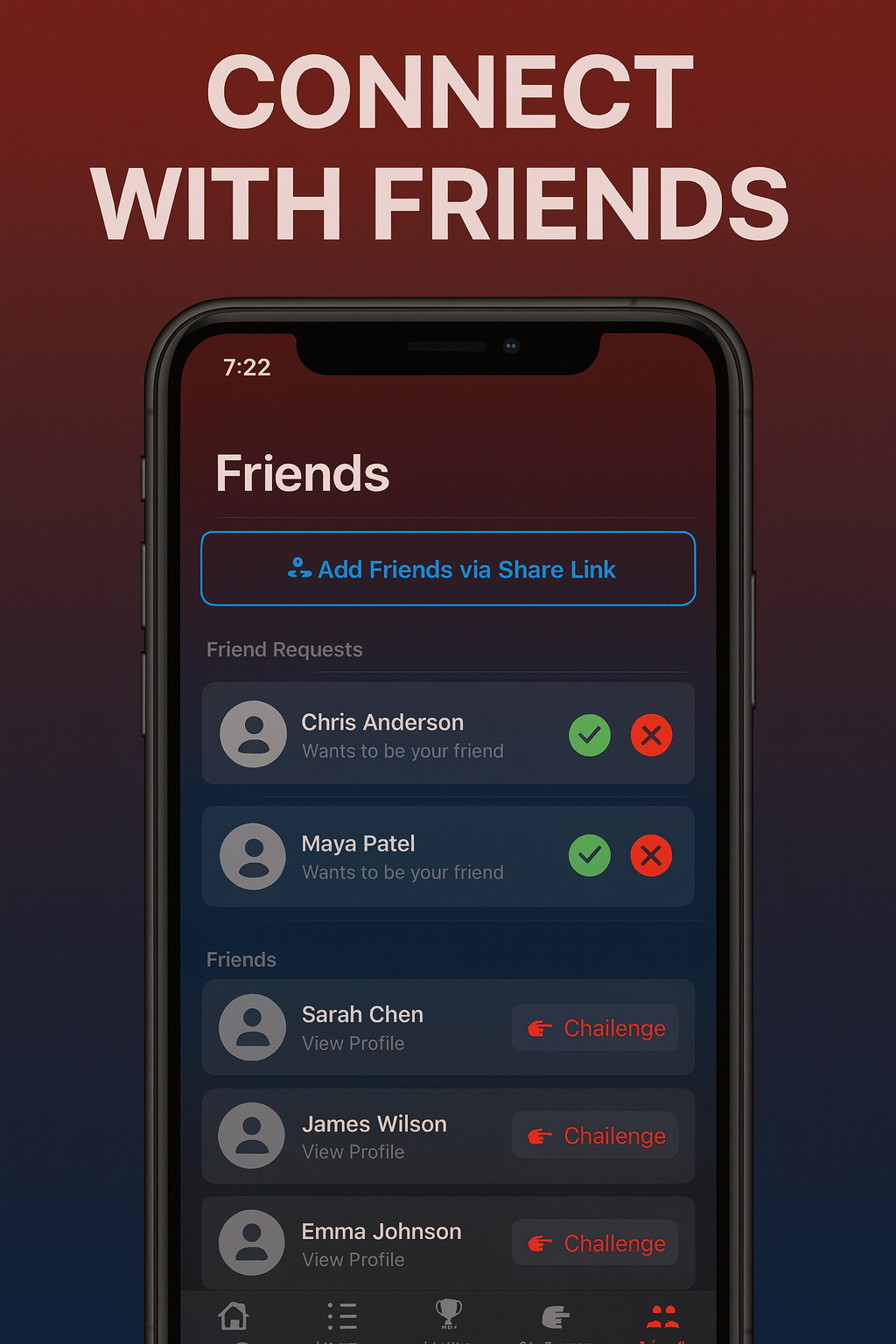 Connect with and challenge friends in Strike Force